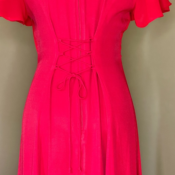 80’s era Jodi California Red Crepe dress; sz 7/S - Picture 6 of 9